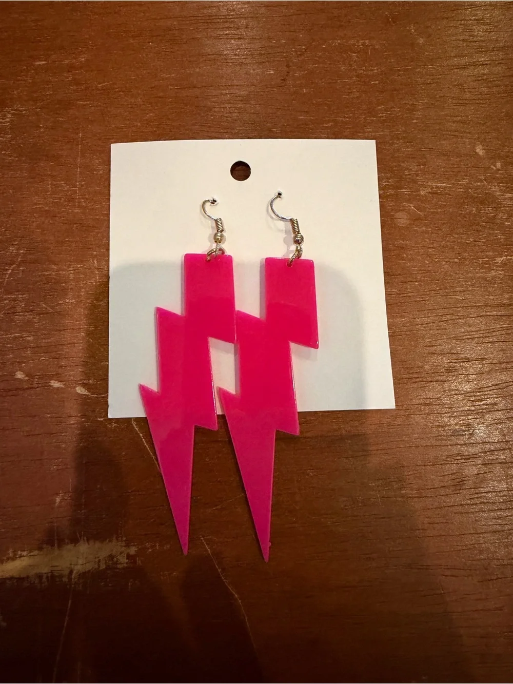 NWT Bright Pink Lightning Bolt Drop Earrings for Women